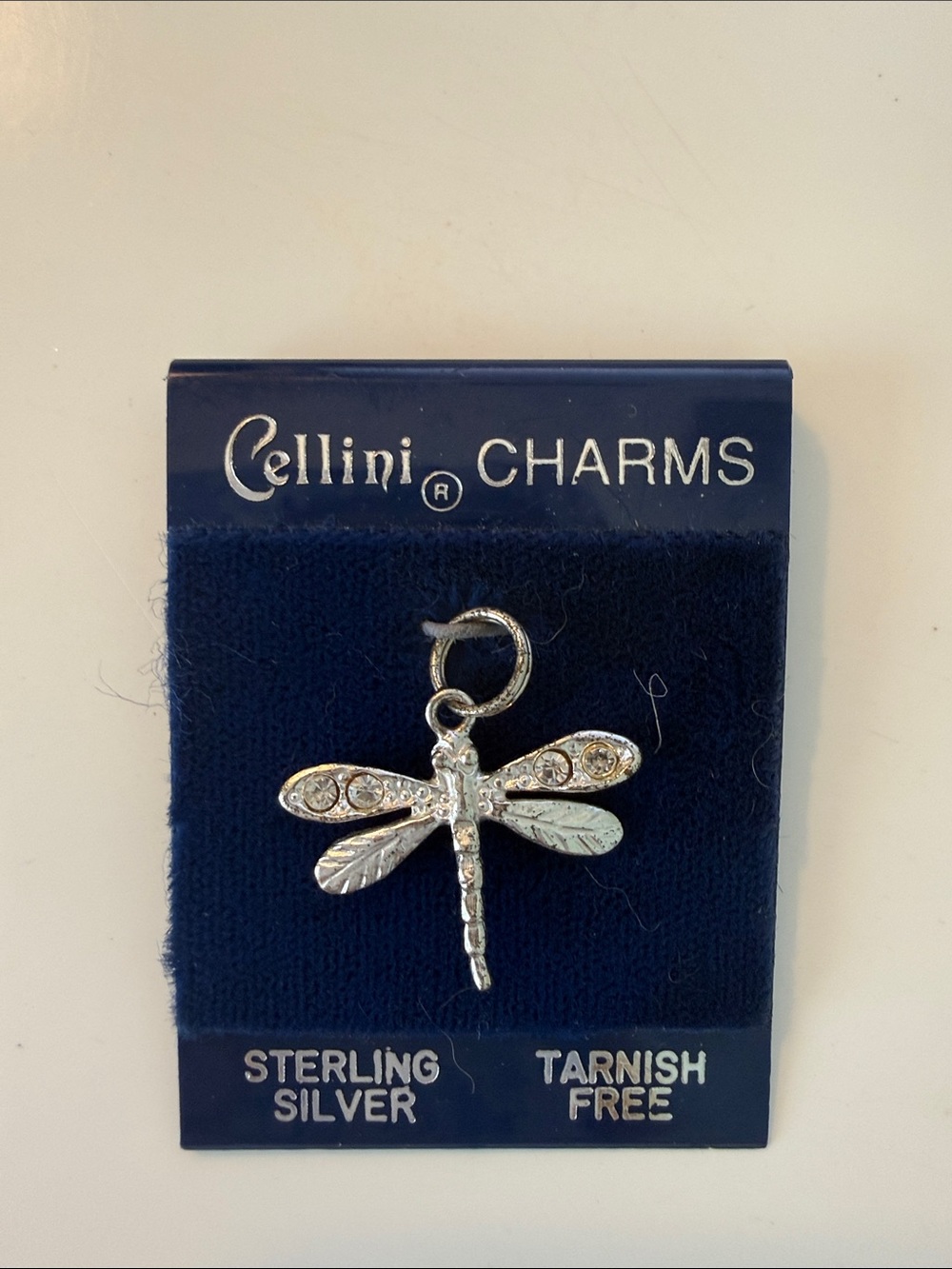 Cellini Brand New Sterling Silver Crystal Dragonfly Charm Tarnish Free